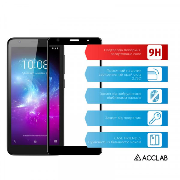 Фото - Защитное стекло для смартфона ACCLAB Full Glue for ZTE Blade L8 Black (1283126508899)