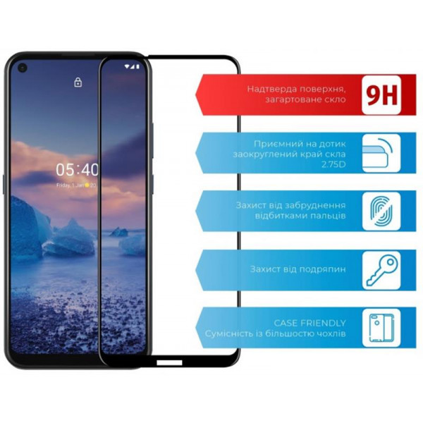 Фото - Захисне скло для смартфону ACCLAB Full Glue for Nokia 5.4 Black (1283126510809)