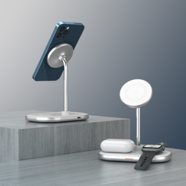 Фото - Бездротовий зарядний пристрій Energizer 3в1 15W Magnetic Wireless Fast Charger White (WCP303)