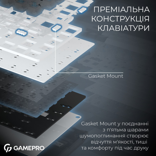 Фото - Клавіатура бездротова ігрова GamePro Asgard Valhalla Pro 75% Wireless/Bluetooth/USB White (MK160W-D-Pro)