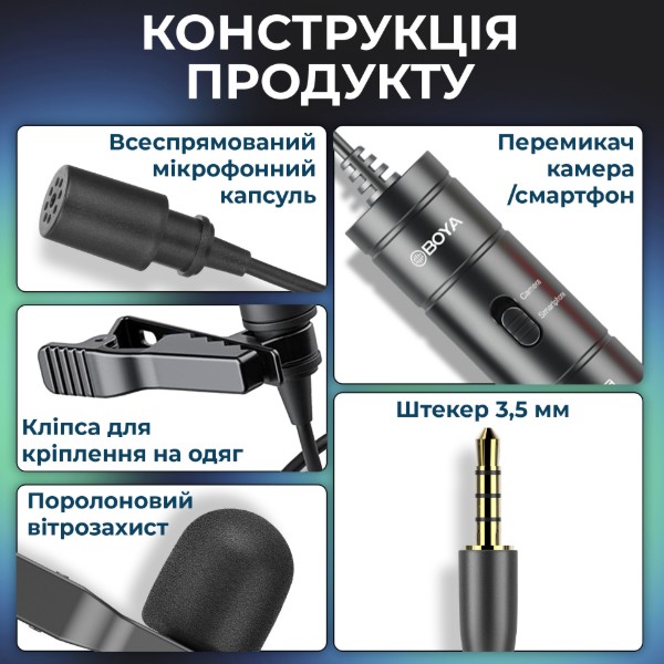 Фото - Мікрофон для смартфона Boya BY-M1S Black