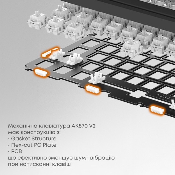Фото - Клавиатура проводная игровая Ajazz AK870 V2 Flying Fish switches Black Gray Yellow (AK870-V2-FF-BGY)
