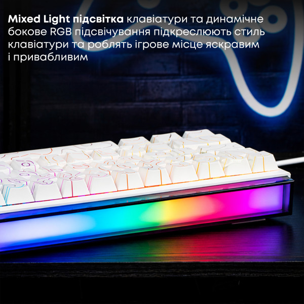 Фото - Клавиатура проводная игровая Ajazz NK68 Red switches Side contour White (NK68-R-S-W)