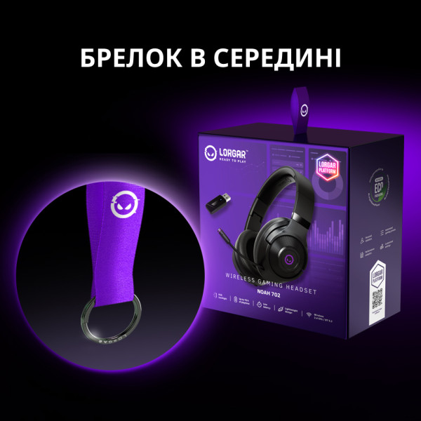 Фото - Гарнітура бездротова ігрова Lorgar Noah 702 Black (LRG-GHS702)