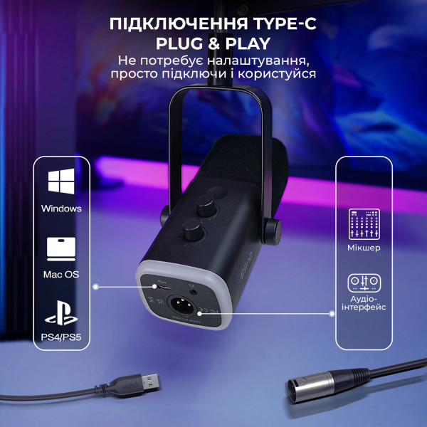 Фото - Мікрофон до комп'ютера Fifine AM8T USB/XLR Black