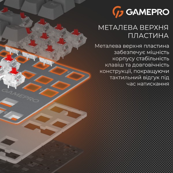 Фото - Клавіатура дротова GamePro Genesis Metallic Outemu Red Swithes USB Gray (MK110G)
