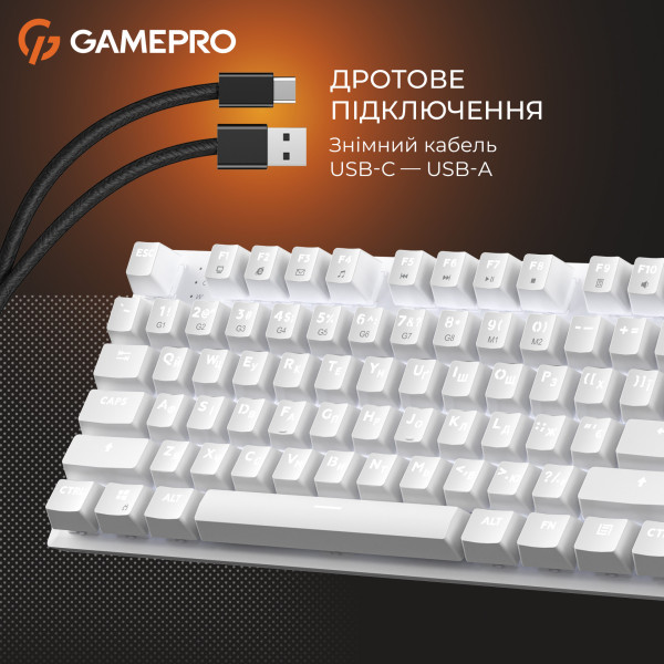 Фото - Клавіатура дротова GamePro Genesis Joker Outemu Red Swithes USB White (MK124W)