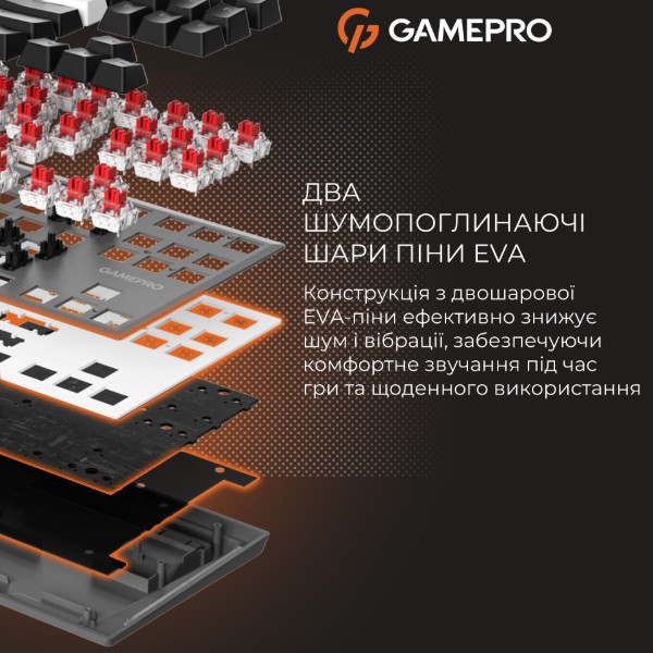 Фото - Клавіатура бездротова ігрова GamePro Genesis Joker Pro 87% Wireless/Bluetooth/USB Gray (MK124G Pro)