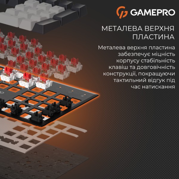 Фото - Клавіатура дротова ігрова GamePro Genesis Metallic Outemu Red Swithes USB Black (MK144B)