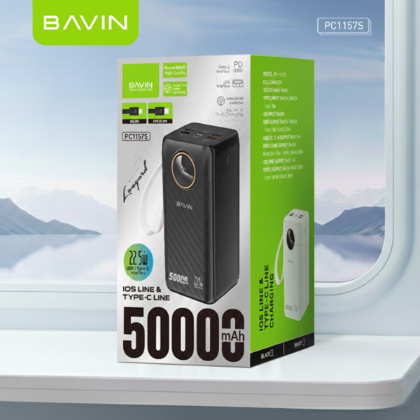 Фото - Батарея мобильная Bavin PC1157S 50000 mAh FAST CHARGING 22.5W Black (Y-PC1157S-BK)