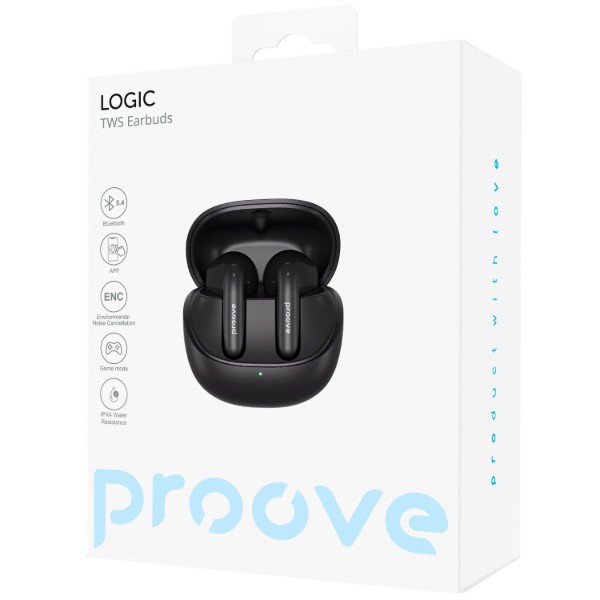 Фото - Наушники вкладыши беспроводные TWS Proove Logic TWS (APP) obsidian black (TWLG0001AP15)