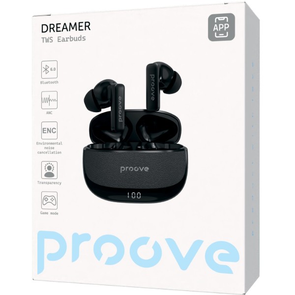 Фото - Навушники вкладиші бездротові TWS Proove Dreamer TWS with ANC Black (TWDM0001AP01)
