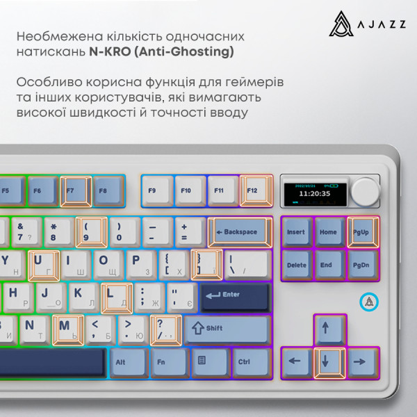 Фото - Клавиатура беспроводная игровая Ajazz AK870 PLUS (AK870-MU-BWD)