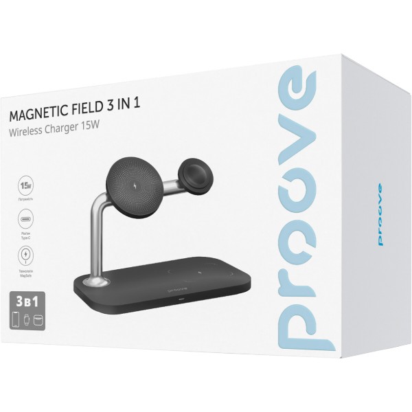 Фото - Беспроводное зарядное устройство Proove Magnetic Field 3 in 1 Black (446570001)