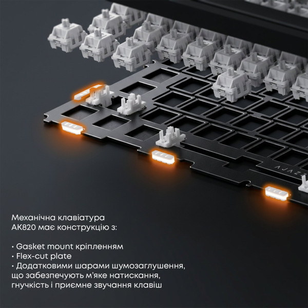 Фото - Клавіатура дротова ігрова Ajazz AK820 Sea Salt Switch Black USB-C (AK820-SS-BGY)