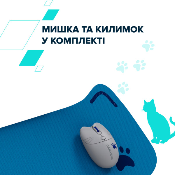 Фото - Клавіатура + миша бездротова Canyon HSET-W6 Kitty Edition Blue (CNS-HSETW6BL)