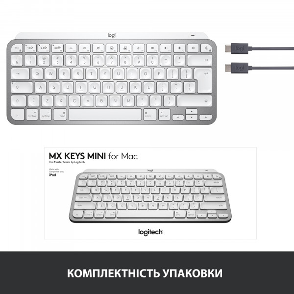 Фото - Клавіатура бездротова Logitech MX Keys Mini For Mac Pale Grey (920-010526)