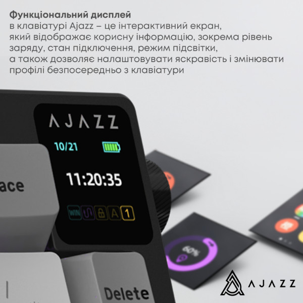 Фото - Клавіатура бездротова ігрова Ajazz AK650 Flying Fish Switch Black RGB With Screen (AK650-FF-BGY)
