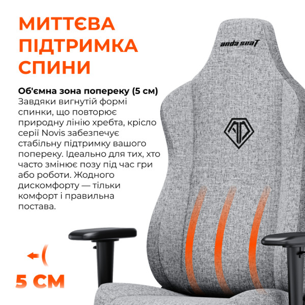 Фото - Крісло для геймерів Anda Seat Novis Size L Gray Fabric (AD23-L-01-G-F)