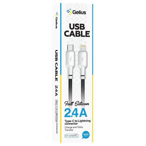 Фото - Кабель Gelius Full Silicon GP-UCN001CL Type-C to Lightning Black/White 1.2m (92316)