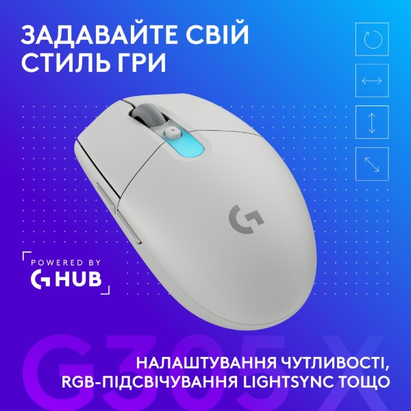 Фото - Миша бездротова ігрова Logitech G305 X Superlight White (910-007747)
