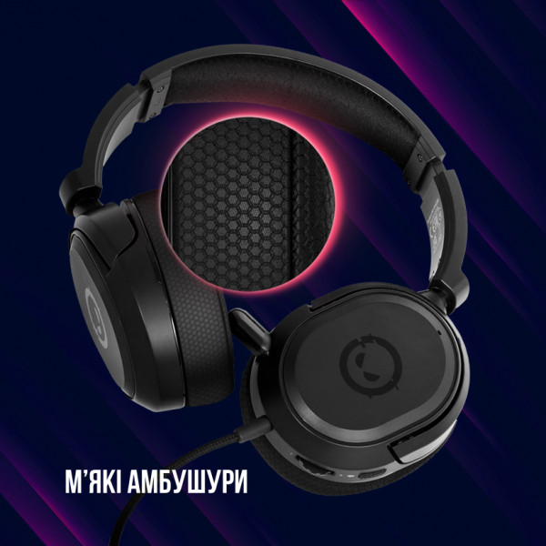 Фото - Гарнітура дротова ігрова Lorgar Kaya 360 Gaming 7.1 USB Black (LRG-GHS360)