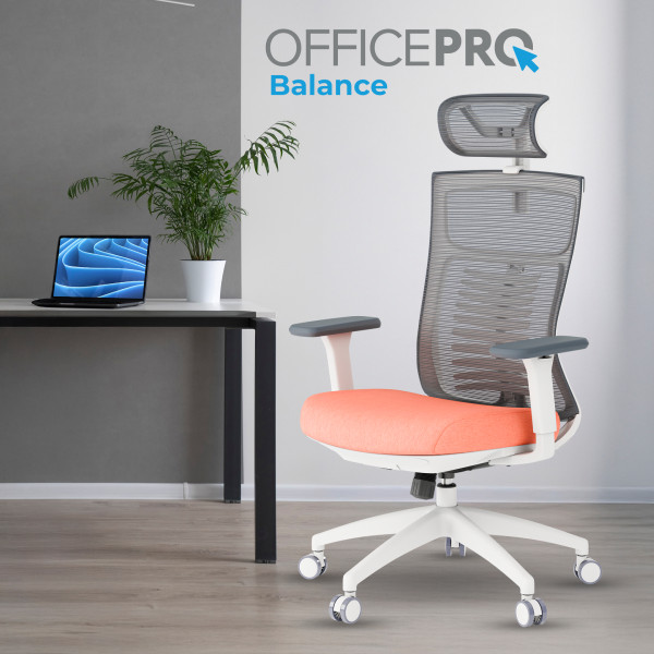 Фото - Крісло офісне OfficePro Balance (OC550-W-DG-OR) White/Dark Gray/Orange