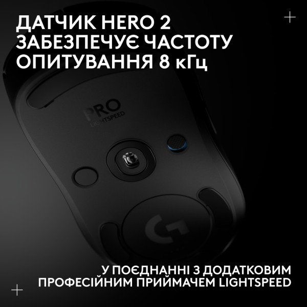 Фото - Миша бездротова ігрова Logitech G Pro 2 LightSpeed Wireless/USB Black + оновлений приймач 8kHz (991-000559)