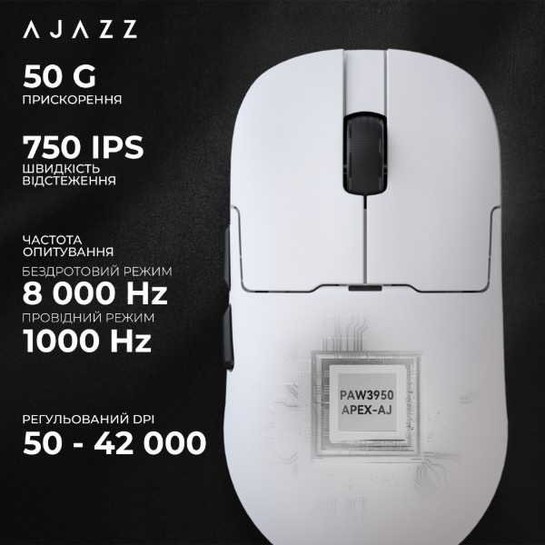 Фото - Мышь беспроводная игровая Ajazz AJ159 APEX White (AJM159-A-W)