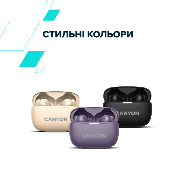 Фото - Навушники вкладиші бездротові TWS Canyon OnGo TWS-10 ANC ENC Deep Black (CNS-TWS10B)