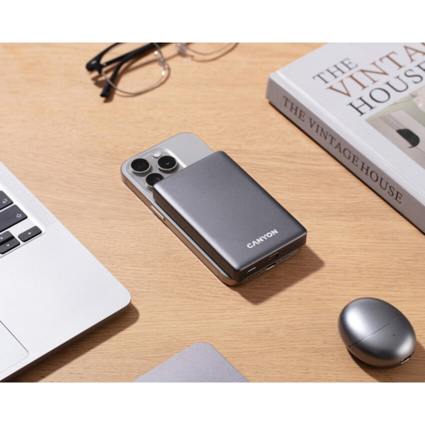 Фото - Батарея мобильная Canyon OnPower 510 slim Magsafe 10000 mAh PD20W Dark Grey (CNS-CPB510DG)