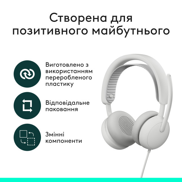 Фото - Гарнітура дротова Logitech Zone Wired 2 USB White (981-001621)