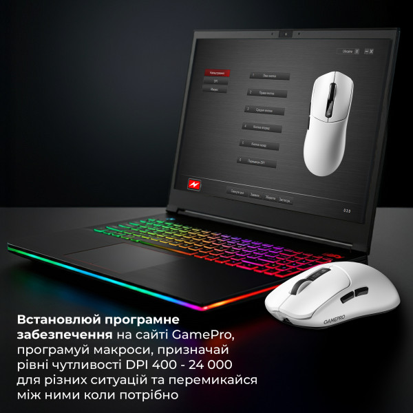 Фото - Миша бездротова ігрова GamePro Genesis Ranker Wireless White (GM012W)