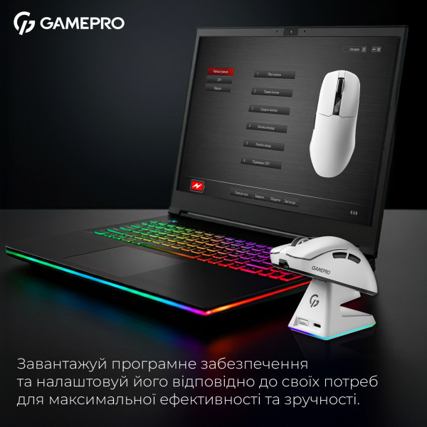 Фото - Миша бездротова ігрова GamePro Asgard Thor Wireless RGB White (GM023W)
