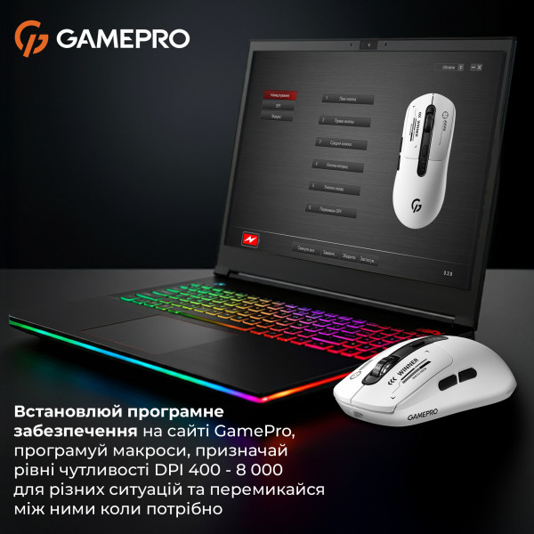 Фото - Мышь беспроводная игровая GamePro Genesis Winner Wireless White (GM079W)