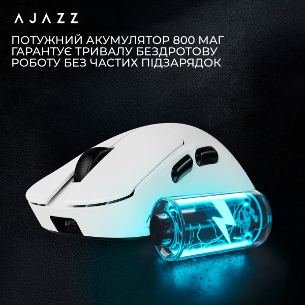 Фото - Миша бездротова ігрова Ajazz AJ179 v2 max white-3 Model-Pixart 3311 (AJ179-V2-MAX-W)
