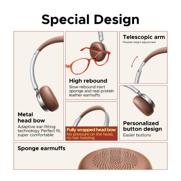 Фото - Навушники накладні бездротові UGREEN HP207 Studio Plus Active Noise Cancelling Silver Brown (75629)