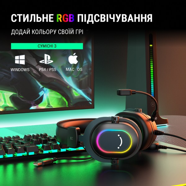 Фото - Гарнітура дротова ігрова Fifine Black RGB (H6)