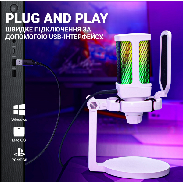 Фото - Микрофон для компьютера проводной Fifine Q6W USB White