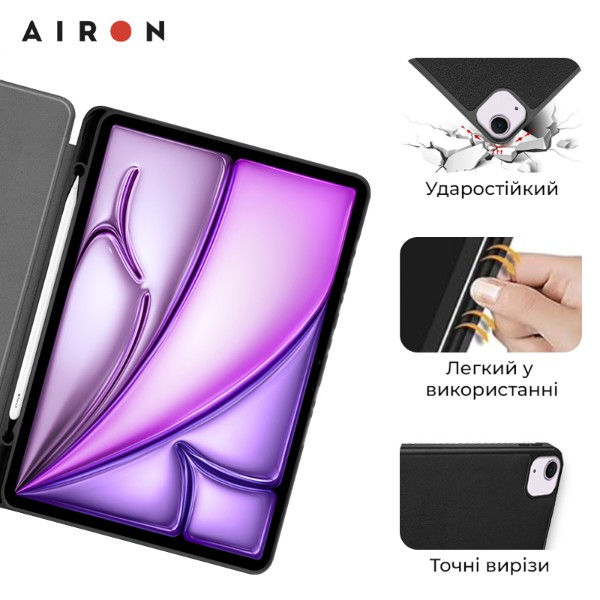 Фото - Чохол для планшету AIRON Premium SOFT for Apple iPad Air 13 2024 із зах. плівкою та серветкою Black (4822352781130)