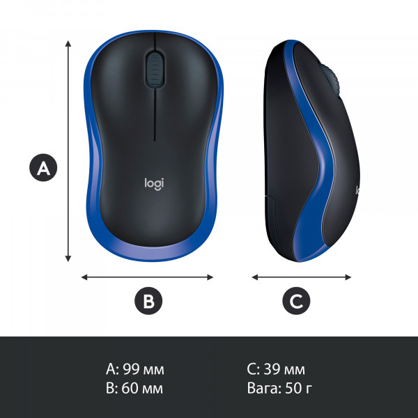 Фото - Мышь беспроводная Logitech M185 WL Blue 910-002239