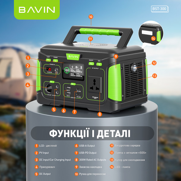 Фото - Зарядна станція універсальна Bavin BST-300 Black-Green