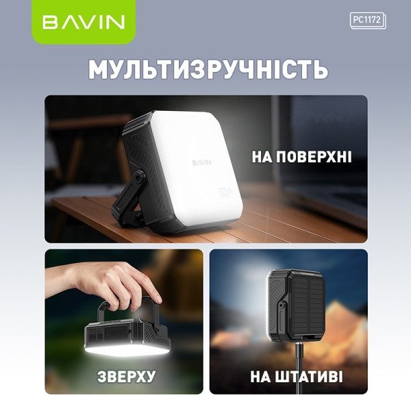 Фото - Батарея мобільна Bavin PC1172 10000 mAh SOLAR Led Lights Black (Y-PC1172 BK)