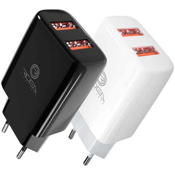 Фото - Мережевий зарядний пристрій Ridea Element Duo 2USB 2.1 A White (RW-21011)