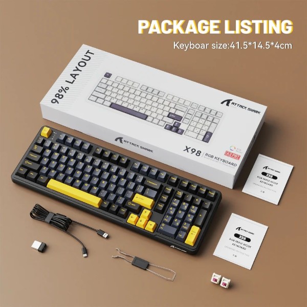 Фото - Клавиатура беспроводная игровая Attack Shark X98 102кл. RGB, Wireless, Star Black (AS-6972792471976-SB-UA)