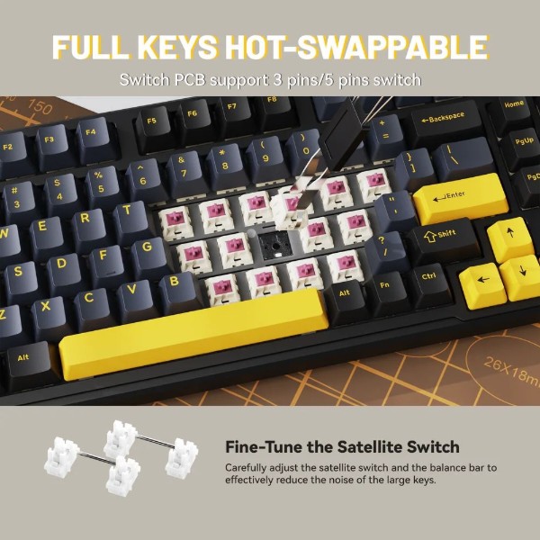 Фото - Клавиатура беспроводная игровая Attack Shark X98 102кл. RGB, Wireless, Star Black (AS-6972792471976-SB-UA)