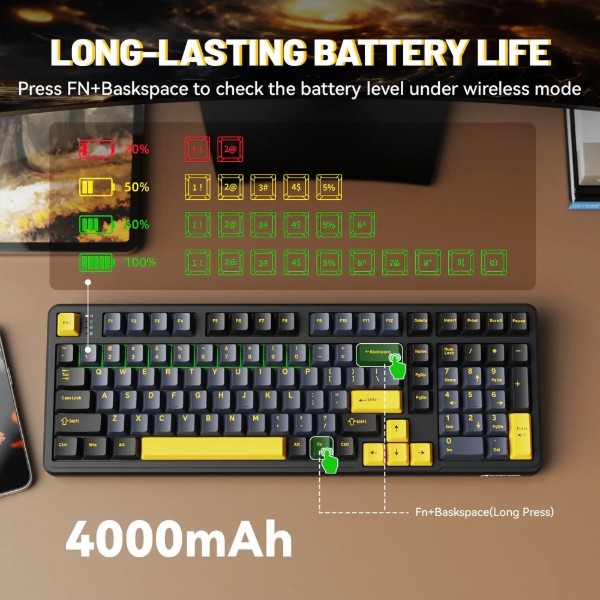 Фото - Клавиатура беспроводная игровая Attack Shark X98 102кл. RGB, Wireless, Star Black (AS-6972792471976-SB-UA)