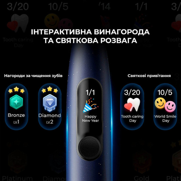 Фото - Зубная щетка электрическая Oclean X Plus Pro Digital Blue (6970810556186)