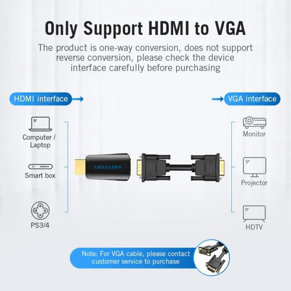 Фото - Перехідник HDMI Vention HDMI M VGA F (AIDB0)