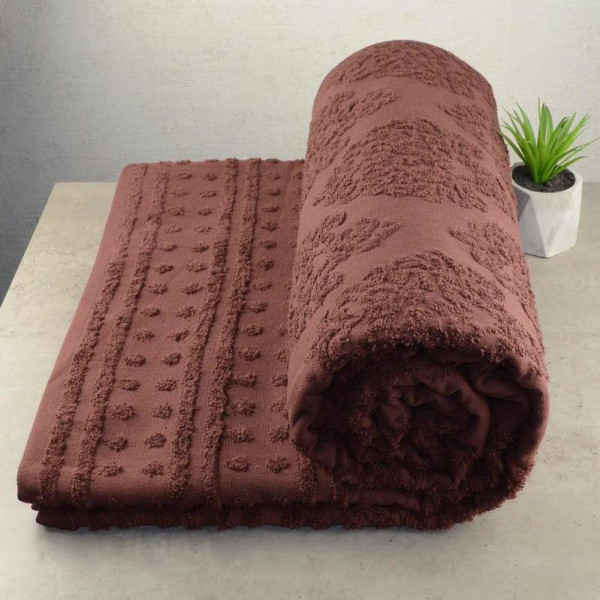 Фото - Покрывало двуспальное GM Textile махровое жаккардовое коричневое 200х220